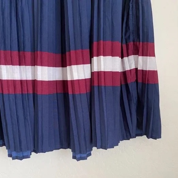 Dip Blue Pleated Midi Skirt with Stripes Size XL - Picture 4 of 8